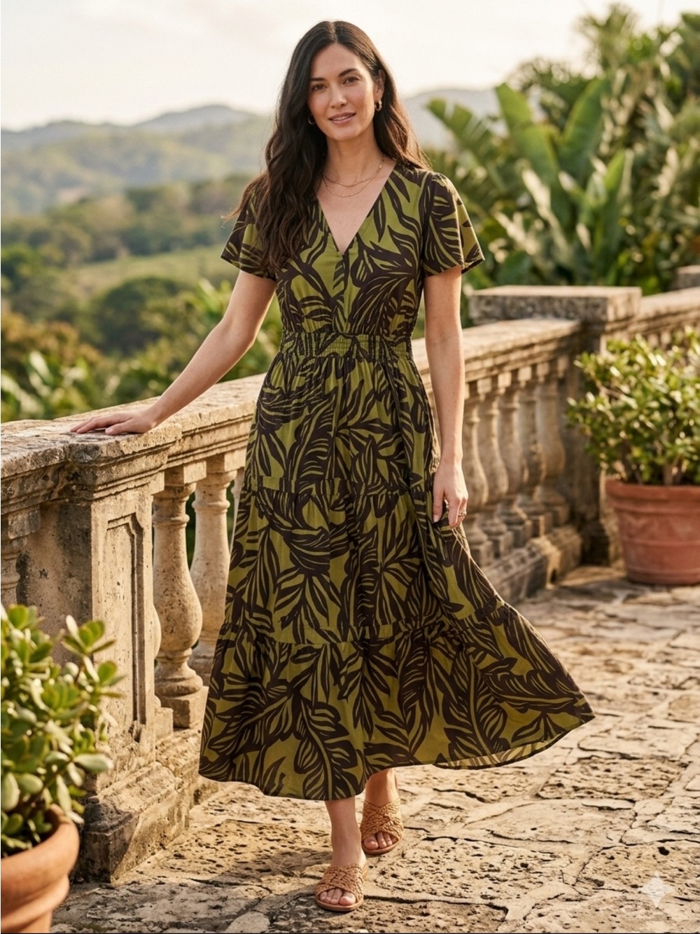 Be by Chetta B tropical print maxi dress size XL